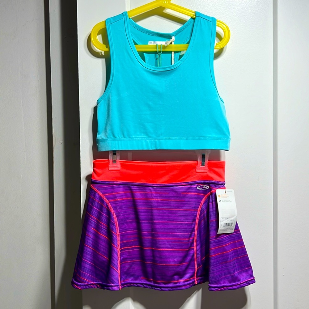 Lot of 2 NWT AV Active Australia racerback bra top and C9 Champion skirt